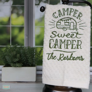Personalized Camper Sweet Camper Kitchen Towel image 5