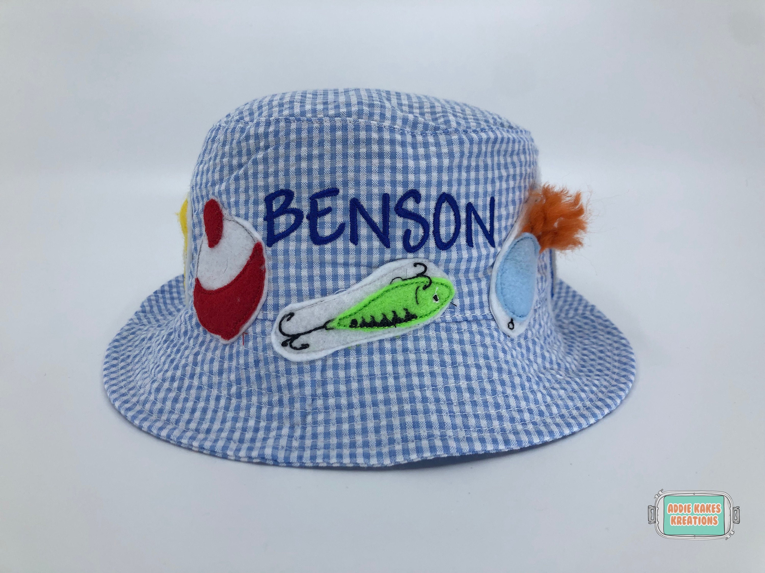 bucket hat with fishing lures