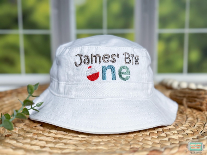 Personalized Big One Fishing Hat: Embroidered First Birthday Sunhat image 10