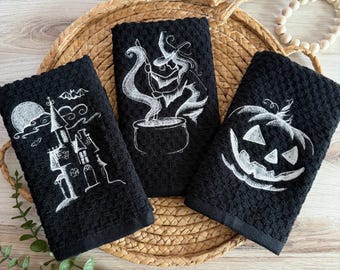 Glow in the Dark Embroidered Halloween Kitchen Towel: 8 Spooky Designs Choices