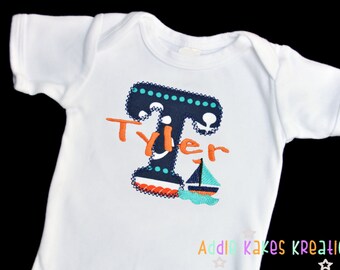 Personalized Nautical Themed Baby Bodysuit