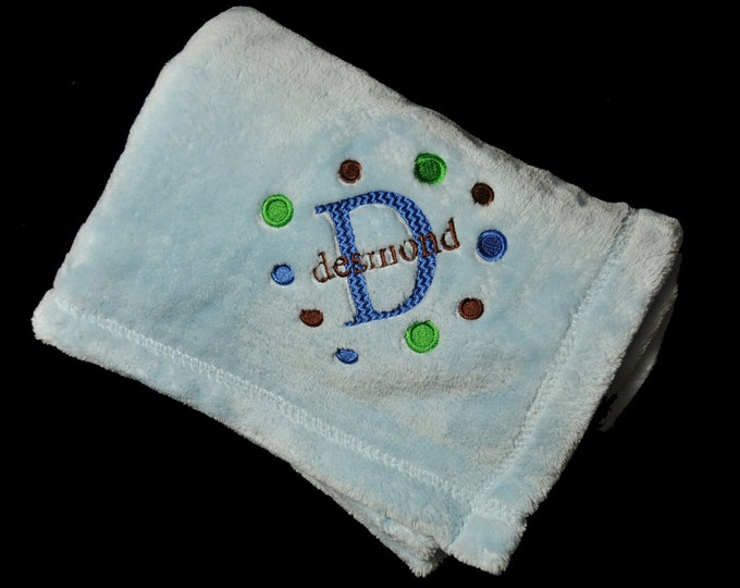 Blue Baby Blanket Personalized Baby Blanket Baby Boy Shower Gift
