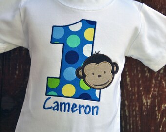 Personalized Monkey Boy Birthday Shirt