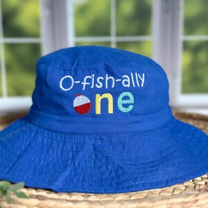 Personalized Big One Fishing Hat: Embroidered First Birthday Sunhat image 4