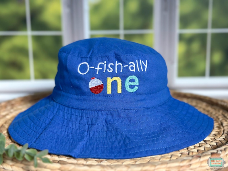 Personalized Big One Fishing Hat: Embroidered First Birthday Sunhat image 4