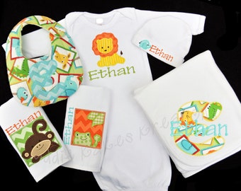 Personalized Safari Baby Gown Set - Create your own Combo