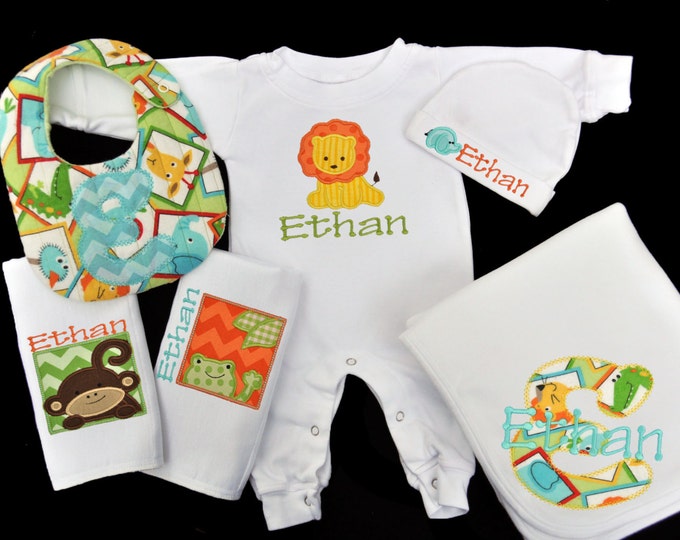 Personalized Jungle Safari Baby Gift Set / Sleeper Blanket 2 Etsy