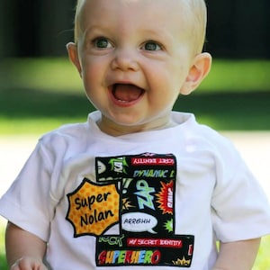 Superhero Birthday Shirt - Personalized Superhero Shirt - Boys Superhero Shirt - Super Hero Shirt - Superhero Party - First Birthday Shirt