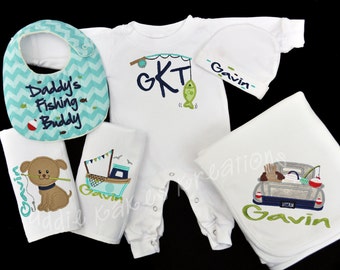 Fishing Baby Clothes - Fishing Baby Gift - Baby Sleeper Set - Baby Boy Gift Set - Daddy's Fishing Buddy Set - Baby Boy Coming Home Outfit