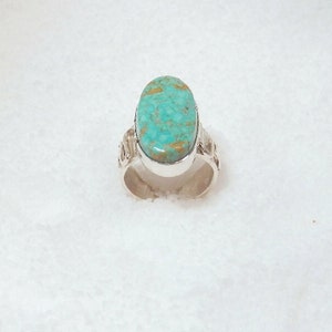 Carico Lake Turquoise Sterling Silver Hand Made Designer Ring (size 6.5 ) Natural Heirloom Carico Lake Turquoise by Holey Stones