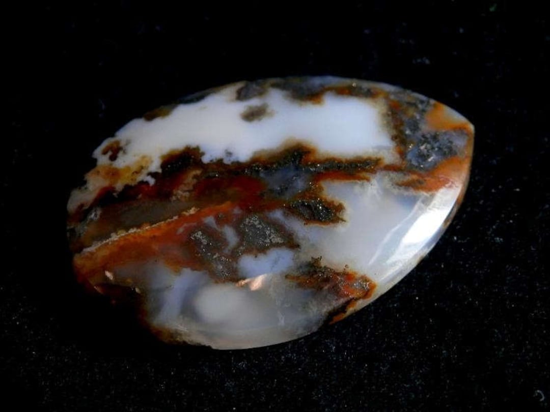 Graveyard Point Plume Agate Designers Cabochon Marqusite Lined