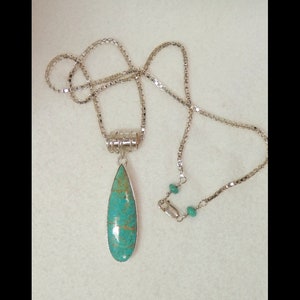 Carico Lake Turquoise Sterling Silver Pendant Designer Hand Made Necklace Natural Heirloom Carico Lake Turquoise by Holey Stones