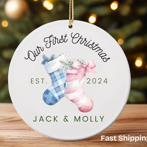 Twin Personalized Ornament, Twin First Ornament, Twin Boy + Girl Ornament, Custom Baby Ornament, Baby Shower Gift, Christmas 2024