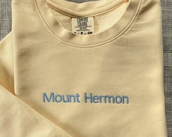 Comfort Colors Embroidered Sweatshirt Custom Lightweight Crewneck Personalized Text Shirt Holiday Sweatshirt