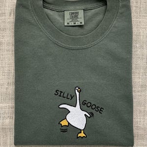 Embroidered Silly Goose T-Shirt Custom Comfort Colors Trendy Goose Shirt Crewneck Personalized Funny Tee image 6