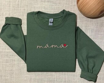 Embroidered Mama Sweatshirt Custom Pregnancy Announcement Gift