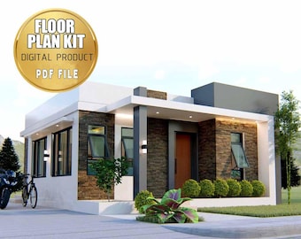 2 Bedroom House Plan: 7x7 Meters, Modern Home Design (PDF File)