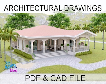 HOUSE DESIGN (Complete Architectural Drawings) PDF & Cad file , 11x 13.5 meters with 3 bedroom