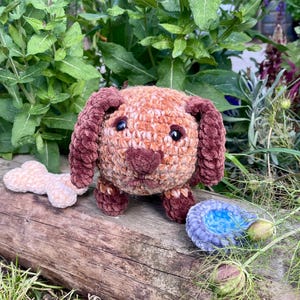 Crochet pattern loaf dog, Hoggy doggy with bowl and bone, amigurumi dog pattern, easy to follow, English, handmade role play gift, puppy pdf