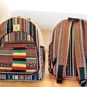 Handmade Hemp Backpack: Eco-Friendly Nepal Travel Bag (13&quot; x 10&quot;)