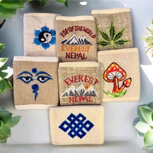 Cartera de cáñamo, cartera hecha a mano de fibra natural, cartera única y ecológica hecha con fibra de cáñamo orgánica de Nepal, cartera unisex, cartera de algodón