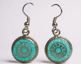 Lapis Lazuli Stone Silver Earrings: Handmade Boho Nepal Jewelry