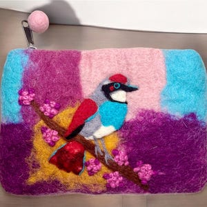 Handmade Felt Bird Purse – Colorful Wool Clutch Bag from Nepal – Eco-Friendly Needle Felted Accessory – Artisan Gift for Her