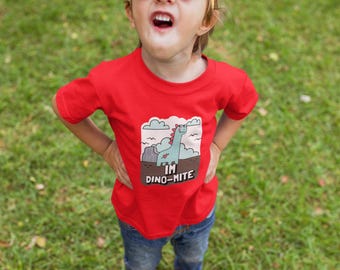 IM DINO-MITE Kids Tee, Dinosaur Shirt for Children, Gift for Dino Lovers, Funny T-Shirt for Kids, Birthday Tee for Boys and Girls, Kids