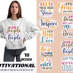 Motivational Sticker SVG Bundle, Inspirational Quotes, Positive Quotes, Mental Health, PNG Bundle, SVG Pack