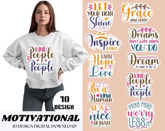 Motivational Sticker SVG Bundle, Inspirational Quotes, Positive Quotes, Mental Health, PNG Bundle, SVG Pack