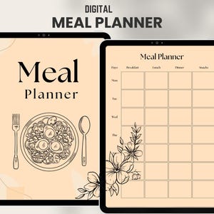 Minimalist Weekly Meal Planner & Grocery List, Digital Download, Meal Planning Organizer, Printable Planner