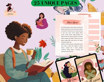 Plantilla de Canva para planificador de autocuidado, diario de salud mental, seguimiento diario del bienestar, imprimible y editable, lista de verificación de autocuidado