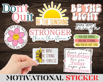 Inspirerende motiverende PNG-stickerbundel, digitale stickers, positieve citaten, affirmatiebundel, SVG