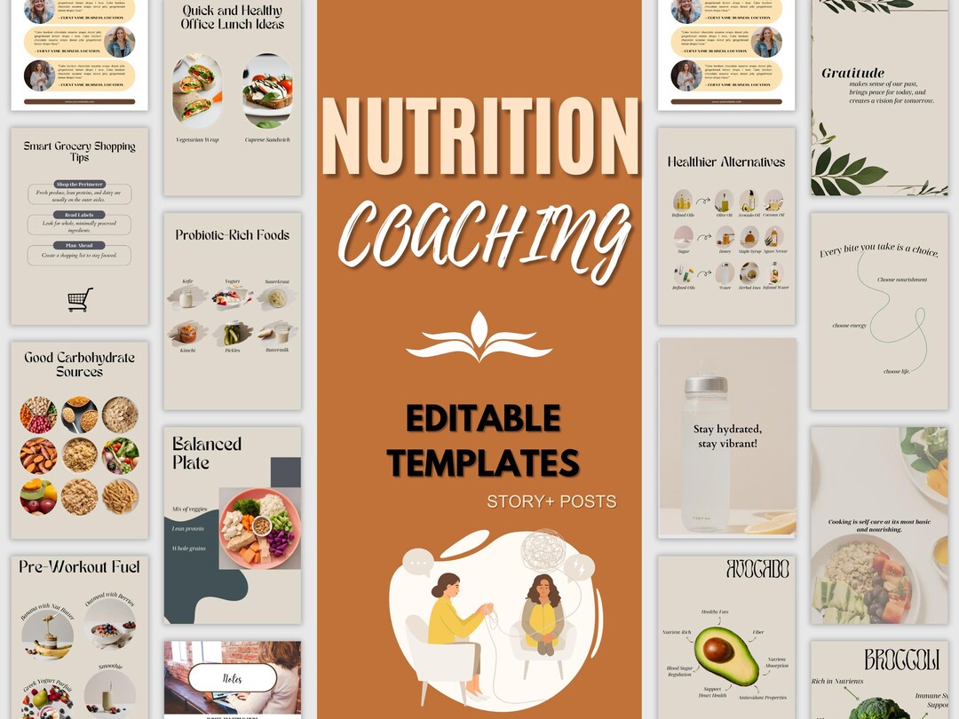 Nutrition Coach Canva Instagram Template, Wellness Coach Social Media ...