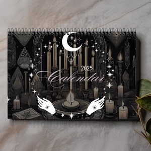 Calendário Mensal da Bruxa Gótica 2026 | Planejador de Fases da Lua de Fantasia Sombria | Arte Florestal Mística | Organizador Celestial Pagão
