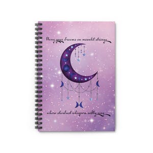 Quaderno a spirale Celestial Dreams, diario Moonlit Strings, quaderno a righe, blocco note di ispirazione creativa, regalo di cancelleria da sogno immagine 1