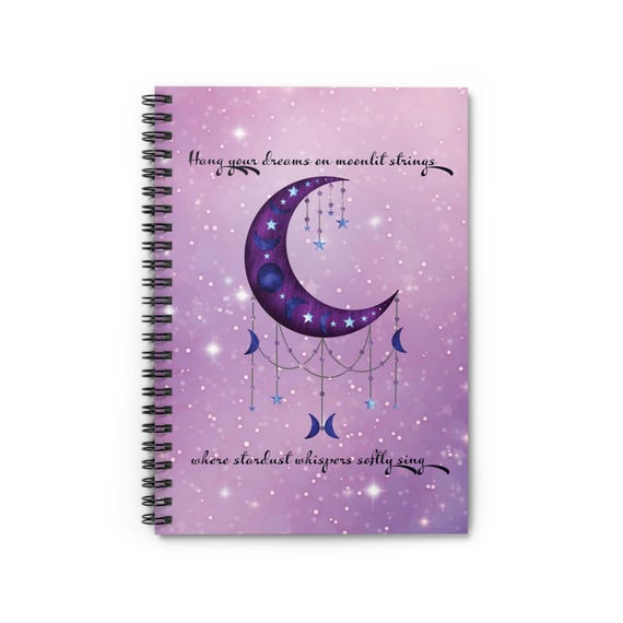 Celestial Dreams Spiral Notebook, Moonlit Strings Journal, Ruled Line Notebook, Creative Inspiration Notepad, Dreamy Stationery Gift