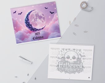 2025 Gothic Chibi Calendar - Kawaii Dark Fantasy Art with Winter Princess, Ballerina, and Moonlit Cemetery - Anime Style Wall Decor