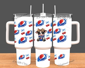 Pepsi Tumbler, 40oz Tumbler, Coquette Design, Christmas Gift, 40oz Stainless Steel, Tumbler with Handle, Soda Design, Perfect Gift