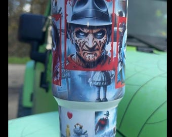 Spooky Ghost Horror Tumbler, 40oz Tumbler,  Scream, Christmas Gift, 40oz Stainless Steel, Tumbler with Handle, Perfect Gift, Scary Movie