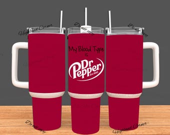Vaso Dr Pepper de 1,2 litros (40 oz), diseño "Mi Tipo de Sangre", regalo de Navidad, acero inoxidable, con asa, diseño divertido, regalo perfecto