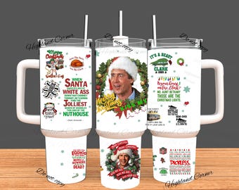 Christmas Tumbler, Christmas Movies, Xmas Holiday Tumbler, 40oz Holiday Cup with Handle, Elf Character Mug, 40oz Tumbler, Christmas Design