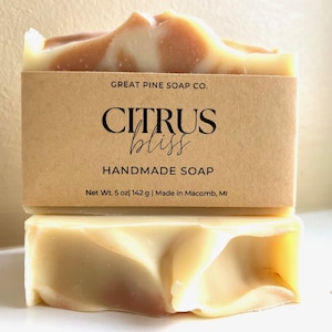 Citrus Bliss Soap - Handmade Goat Milk Soap with Shea Butter - Natural Citrus Essential Oil Bar