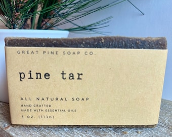Handmade Pine Tar Soap for Men | Natural Tallow Soap 4oz