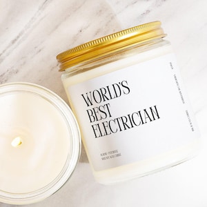 Electrician Gift Worlds Best Electrician Candle Electrical Worker Tradesman Professional Sparky Electric Contractor Electrician K5459