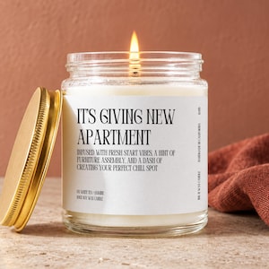 New Apartment Candle Gift, It's Giving New Apartment, Housewarming Card, First Place Moving Present, Gift for Her, Gift for Renter K095