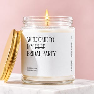 Bougie cadeau pour demoiselle d'honneur, bienvenue dans mon enterrement de vie de jeune fille culte, coffret cadeau prêt à expédier, bougie minimaliste en soja, cadeau pour ma meilleure amie K405