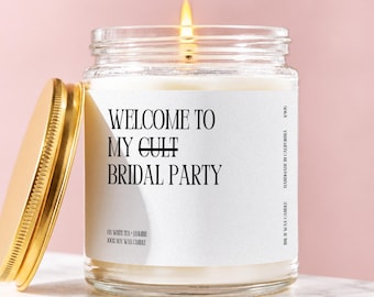 Bridesmaid Candle Gift, Welcome to My Cult Bridal Party, Bridesmaid Proposal Box Ready to Ship, Minimalist Soy Candle, Gift for Bestie K405