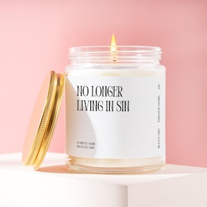 Wedding Gift Funny Candle No Longer Living In Sin Candle Wedding Gift For Bride Groom Anniversary Gift Husband Wife Wedding Candle K140