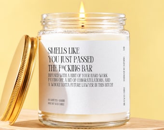 Lawyer Candle Gift, Smells Like You Passed the Bar, Law School Graduation Present, Elegant Minimalist Soy Candle, Gift for Her K316